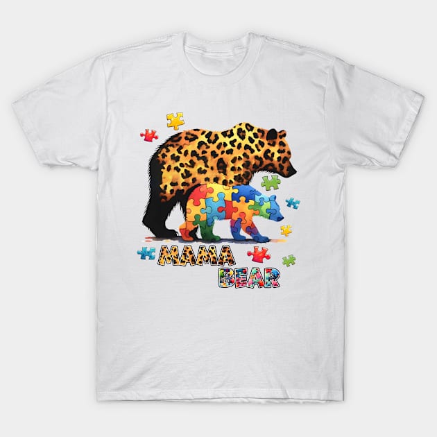 Autism Mama Bear Autism Awareness Gift for Birthday, Mother's Day, Thanksgiving, Christmas T-Shirt by skstring